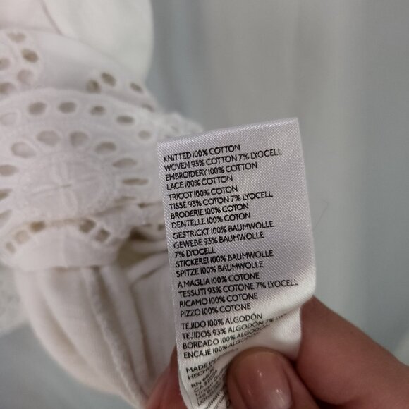 Anthropologie Sustainable Lace Tank Size XL White Eyelet Coastal Feminine Beach - Picture 9 of 10